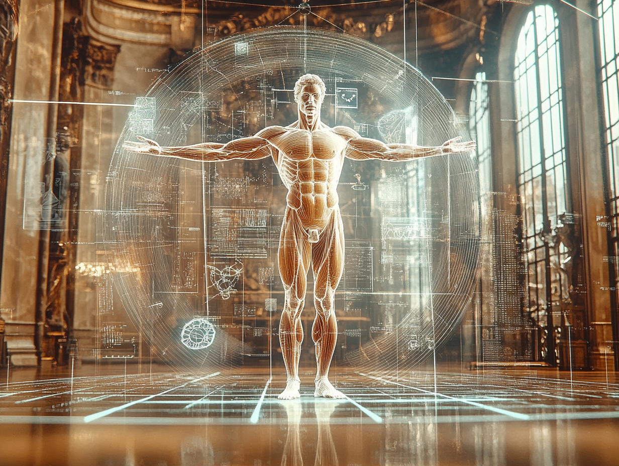 homem vitruviano, mostrando a complexidade humana